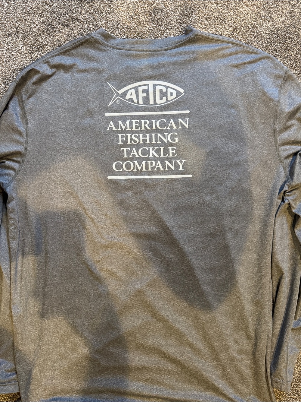 AFTCO Long-Sleeve Performance Tee in Gray with White Logo